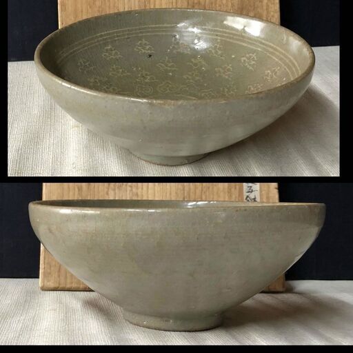 e315 高麗青磁象嵌入菓子鉢 合わせ箱 茶道具