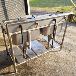 クリナップ 2槽シンク 2槽流し台 蛇口4個 W1200×D600×H800 棚付き