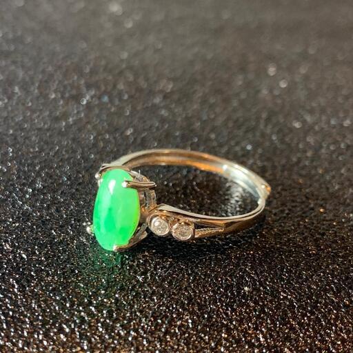 指輪 リング 本翡翠 ヒスイ 緑色 フリーサイズ お手作り 縁起物 本物保証#2