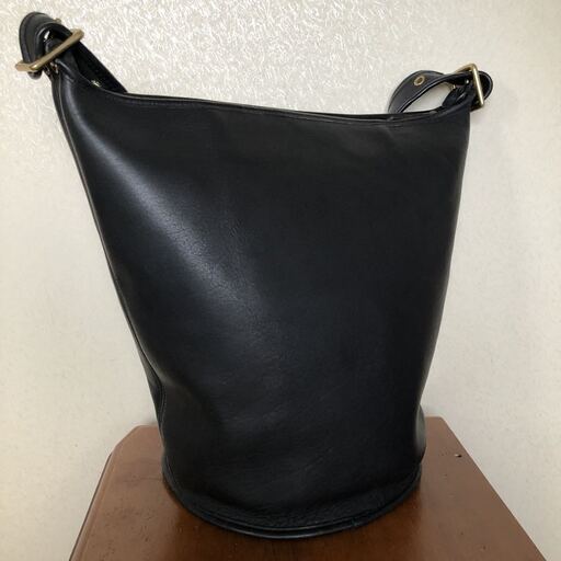 オールドコーチ USA製 COACH 本革 レザー バケツ型 ショルダーバッグ ブラック