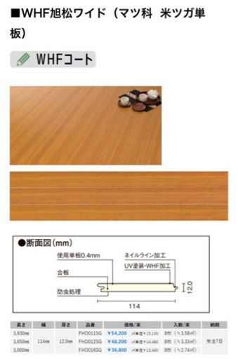 ウッドワン　複合フローリング　合板　天然木化粧　12×114×3930(mm) DIY リフォーム