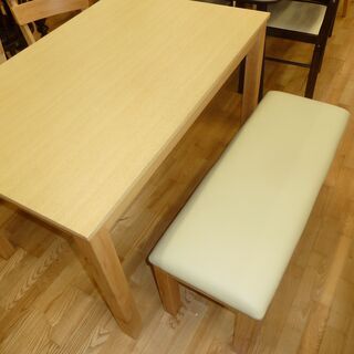 k69☆ダイニングテーブル4点セット☆ダイニングテーブル＋椅子2脚＋ベンチ