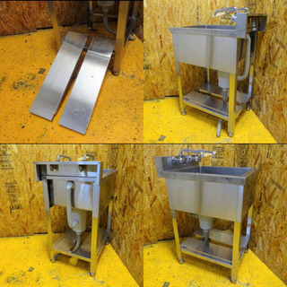 (91-0)業務用 ステンレス 一槽シンク 蛇口2本付き W450D600H800BG90 中古品 流し台 厨房機器 飲食店 店舗 91-0)業務用 ステンレス 一槽シンク 蛇口2本付き W450D600H800BG90