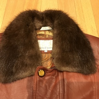 紳士用レザージャケット/ハーフコート　本革（ミンクの襟付き）　Schillaci Leather イタリア製本革　サイズL (30000円→20000円）