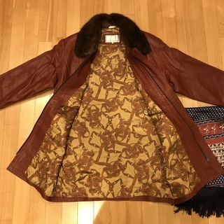 紳士用レザージャケット/ハーフコート　本革（ミンクの襟付き）　Schillaci Leather イタリア製本革　サイズL (30000円→20000円）