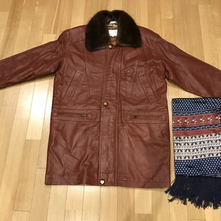 紳士用レザージャケット/ハーフコート　本革（ミンクの襟付き）　Schillaci Leather イタリア製本革　サイズL (30000円→20000円） 紳士用レザージャケット/ハーフコート 本革（ミンクの襟付き