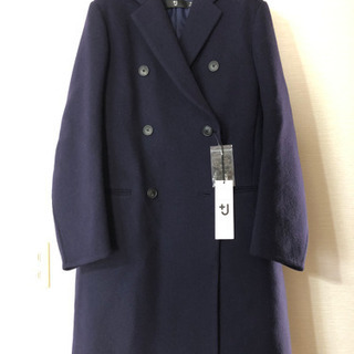 ユニクロ+J ダブルフェイスダブルブレストコート　ブルー　M