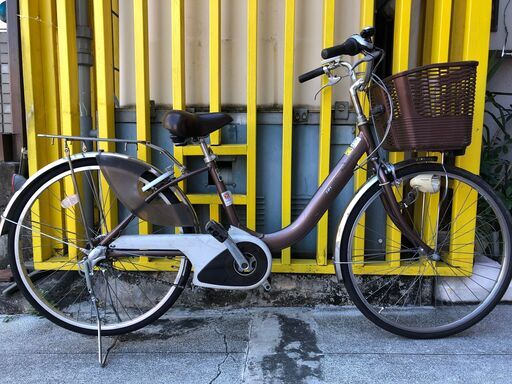《レンタサイクル店使用　自転車整備士整備済み！》㊾中古車　電動アシスト　26インチ　Panasonic　ブラウン　3段変速付