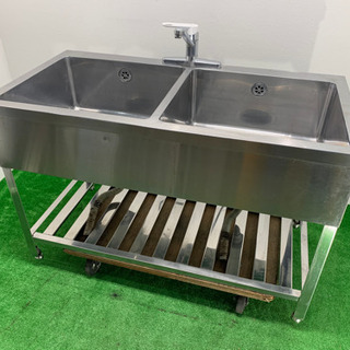 業務用 ステンレス 2層シンク流し台 蛇口付き 飲食店