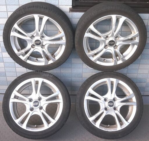 MILUAのアルミホイールとラジアルタイヤ 4本セット 15インチ 5J PCD100 4穴 タイヤ165-50R15 です。