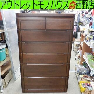 チェスト 6段 ブラウン 6段チェスト 茶色 木目 衣類収納 大容量 