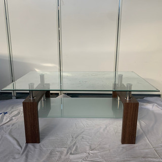 コーヒーテーブル　ガラスローテーブル　TENPERED GLASS 