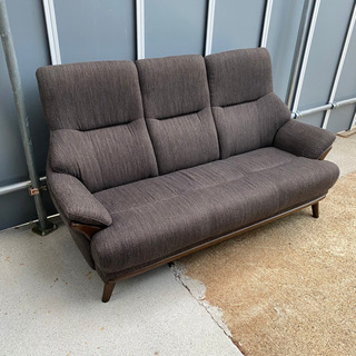 #KM76 ハイバック 3人掛け tenor 布張り ソファー ダークブラウン