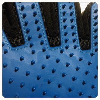 [未使用]犬猫 ペットブラシ グルーミンググローブ 両手 青 手袋 シリコン製