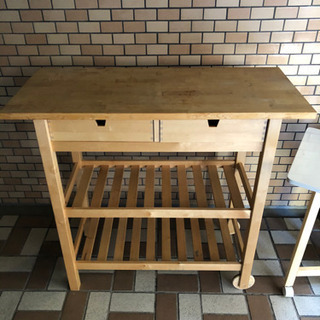 【ネット決済・配送可】IKEAキッチンアンドワゴン作業台