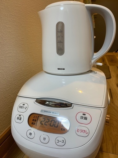 炊飯器、電気ケトル、アイロン
