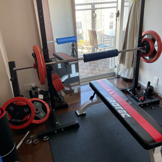 バーベルセット  ベンチ＆パワーラック100kg トレーニング