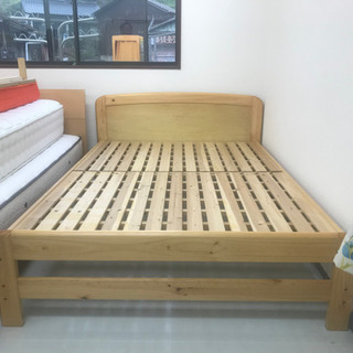 リサイクルサービス八光 田上店 配達・設置OK】ベージュ ダブルベッド