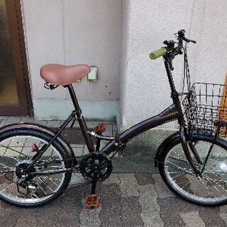 20吋 折り畳み自転車 外装6段/ブラウン