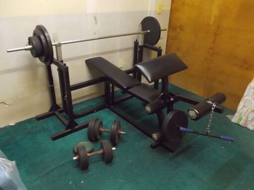 ベンチプレスセット 120キロプレート、ダンベル、バーベル ...