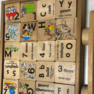 おもちゃ　木製　ディズニー　ウッドブロック　積木　アルファベット　知育玩具　英語の画像