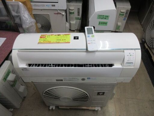 K02012 シャープ　中古エアコン　主に6畳用　冷2.2w／暖2.2kw