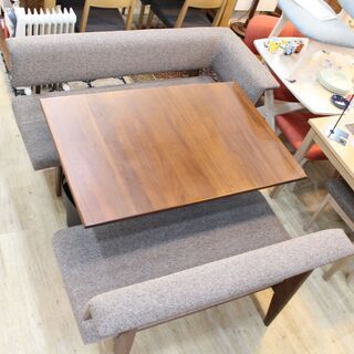 店R525) 【美品】 シギヤマ家具 エスプリ ダイニングテーブルセット ソファーダイニング 3点セット L字