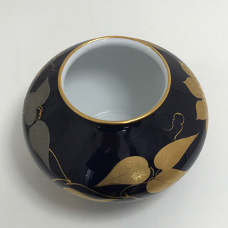 大倉陶園　瑠璃金蝕鉄線　19cm花器　箱無し