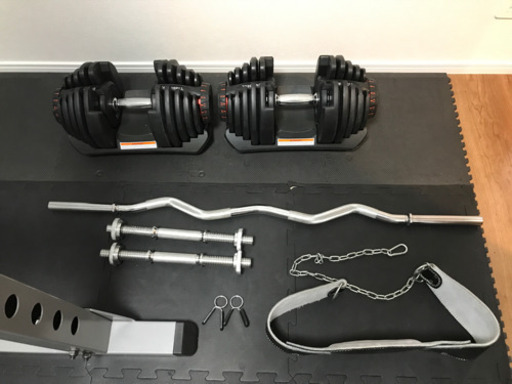 ホームジムグッズ(可変ダンベル、ホームジム床材(ラバーマット)、EZ 