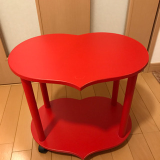 ミニテーブル サイドテーブル 小物置き キャスター付き 赤ハート