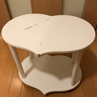 ミニテーブル サイドテーブル 小物置き キャスター付き 白ハート