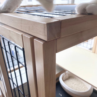 ナチュラルワン 猫用ケージ 2段 木製 ナチュラル キャットケージ