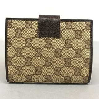 GUCCI グッチブラウンレザー×GGキャンバス 6穴手帳カバー アジェンダPM