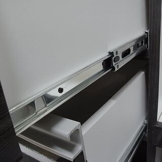 キッチン収納家具　ガラス引戸レンジボード　ダークブラウン　フルオープンスライドレール　食器棚　キッチンボード　家電