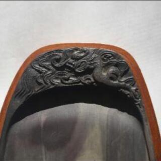 硯 (龍彫刻) 23 ×12.5cm 【書道、中国美術】領収書発行可