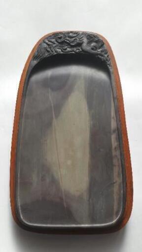 硯 (龍彫刻) 23 ×12.5cm 【書道、中国美術】領収書発行可