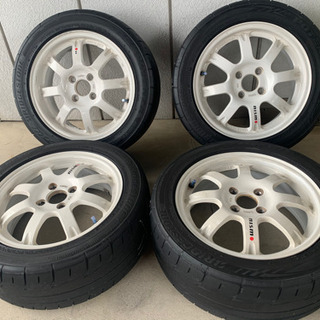 4H 15インチ RAYS NISMO アルミブリヂストンタイヤ ホワイト　レイズ 185/55R15（TOYO DRB）4本『ノート、キューブ、ティーダ、マーチ