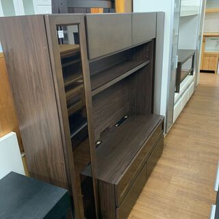 テレビボード ハイタイプ ダークブラウン ※左右収納棚連結ﾈｼﾞ欠品 売場展開