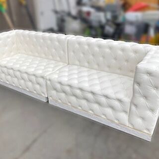 美品】オーダーメイド品！！ 高級 4～5人掛けソファ 2分割 鋲打ちデザイン