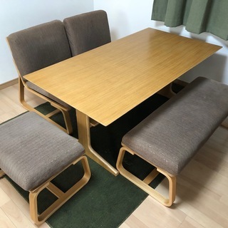無印良品　リビングでもダイニングでもつかえるシリーズ　フルセット（テーブル・ソファx2・ベンチ長x1・ベンチ短x1）