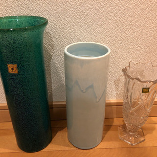 花瓶　３点　HOYAクリスタル、岩田ガラス、他
