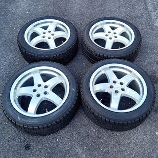 手渡限定]エッティンガーRX黒+ミシュランX-ICE225/45R17ゴルフ等 赤黒