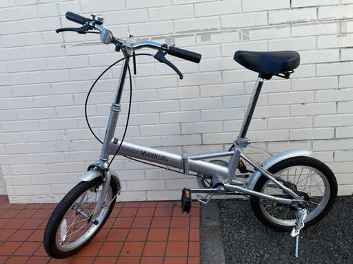 GM193　折りたたみ自転車　マイパラス　ライト付き　カギ付き　シルバー　銀色　自転車　16インチ　MYPALLAS　コンパクト自転車　シンプル　オシャレ　通勤　通学　サイクリング　買い物　交通費節約　カゴ無し　リサイクルショップ　ケイラック朝霞田島店　朝霞　志木　和光　新座　入間　富士見　ふじみ野　さいたま市　練馬　板橋　東久留米　三芳　戸田　蕨　所沢　川口　清瀬