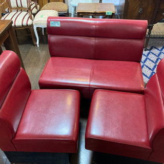 赤いソファー 3点セット - 家具