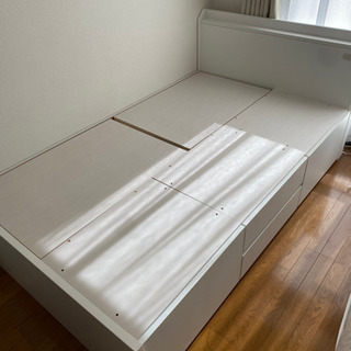 美品)セミダブルベッド 大型収納付き