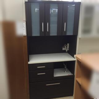 J432 ニトリ 食器棚 キッチンボード ライプ RIPE-90KBH-DBR ダーク