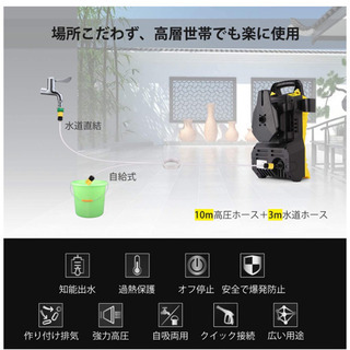 高圧洗浄機 パワフル 高圧洗車機 小型 軽量 家庭高圧洗浄機 高圧ホース