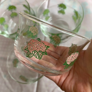 紫陽花柄　ガラス製　小鉢　6点セット　