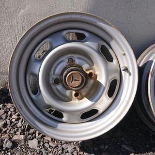 車のパーツ トヨタ純正スチールホイール 当時物センターキャップ付き