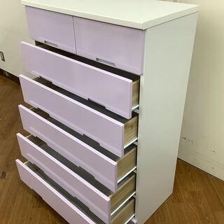 6段ハイチェスト サンコウ ラベンダー【トレファク 川越店】 【公式通販】